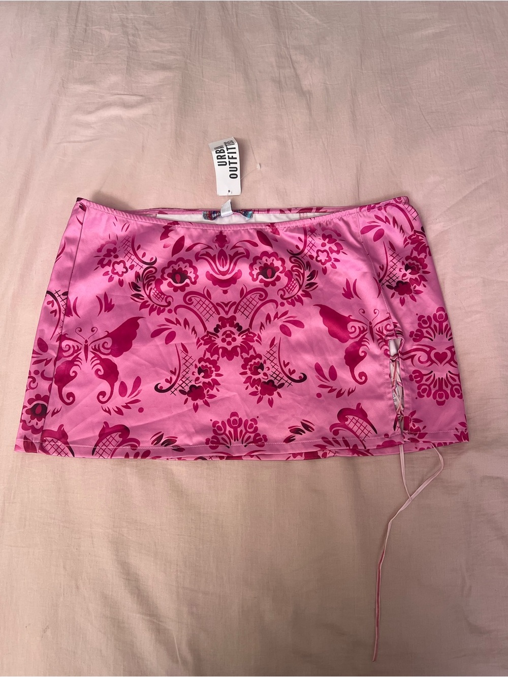 Urban Outfitters Pink and Magenta Butterfly Damask Mini Skirt